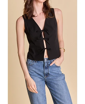 endless rose Women's Front Bow Tie Stretch Top