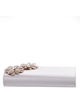 Nina Double Crystal Flower Slim Clutch Bag