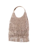 Nina 3-Tiered Crystal Mesh Ruffle Pouch Bag