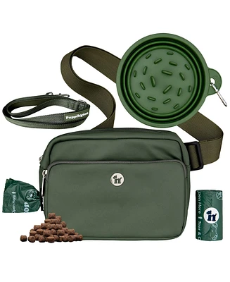 3-in-1 Dog Walk Bag, Travel Bowl , & Reflective Leash with Matching Planet-Safe Poop Bags