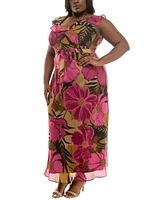 Taylor Plus Ruffled Sleeveless A-Line Dress