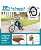 18 Inch Kids Bike Kids Bicycle with Adjustable Seat and Removable Basket