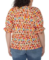 Liverpool Los Angeles Plus Printed Puff-Sleeve Blouse