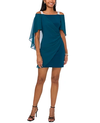 Msk Petite Ruched Cape Dress