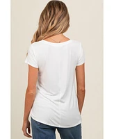 Pinkblush Maternity Ivory Basic V-Neck Short Sleeve Top