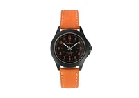 Peugeot Men's 40mm Military Dial Sport Orange Canvas Strap Watch