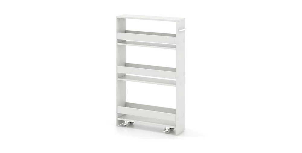 Rolling Kitchen Slim Storage Cart Mobile Shelving Organizer with Handle