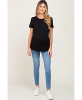 Pinkblush Maternity Black Basic Crew Neck Tee