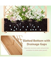 Raised Garden Bed Wooden Elevated Planter Box with Lattice Trellis
