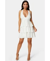 Bebe Women's Tiered Eyelet Halter Dress