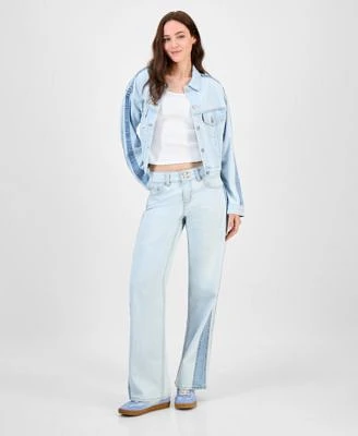 Levis Womens 90s Stripe Shrunken Trucker Jacket Square Neck T Shirt Superlow Straight Leg Loose Jeans