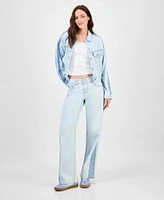 Levis Womens 90s Stripe Shrunken Trucker Jacket Square Neck T Shirt Superlow Straight Leg Loose Jeans
