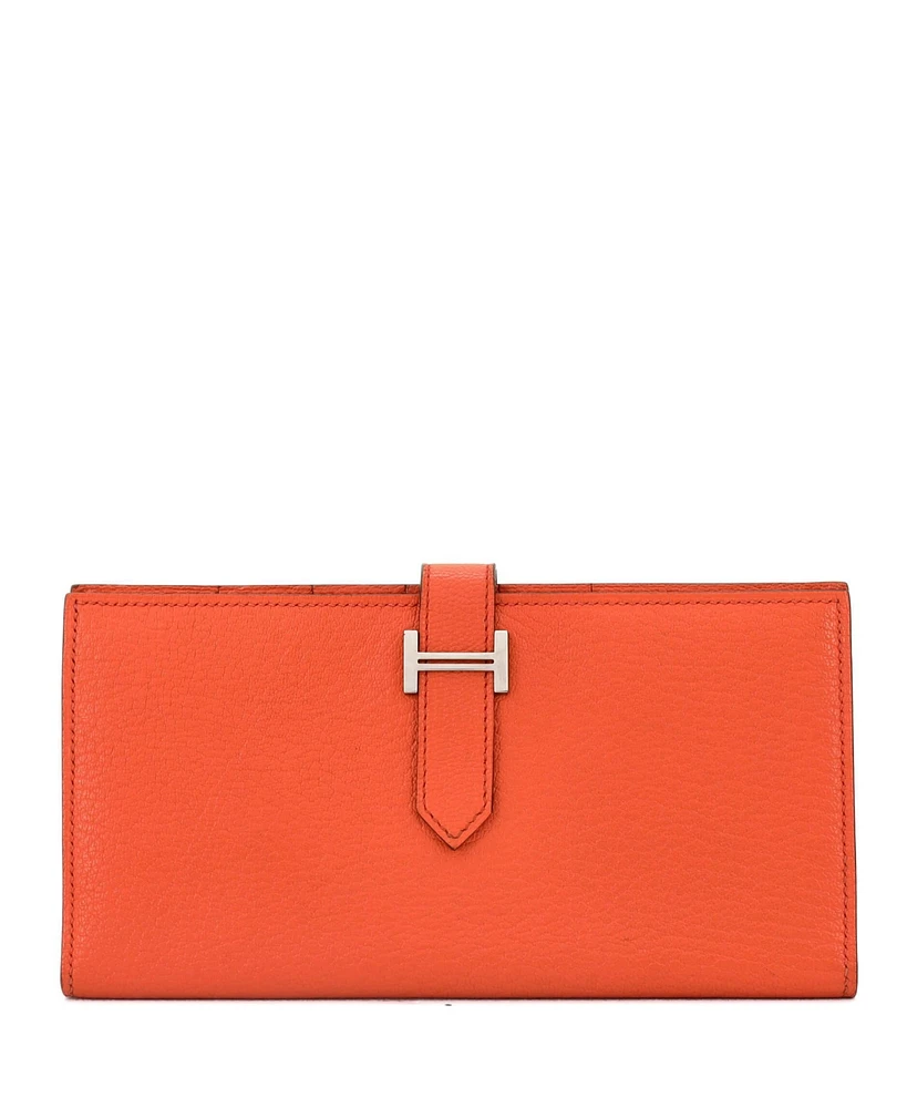 Pre-Owned Hermes Long Bearn Wallet Chevre Mysore