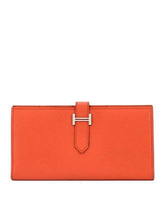 Pre-Owned Hermes Long Bearn Wallet Chevre Mysore