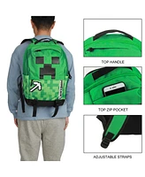 Minecraft Creeper & Pickax Green 17.5" Backpack
