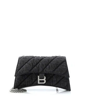 Pre-Owned Balenciaga Small Crush Chain Flap Bag Quilted Denim