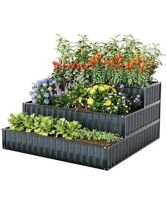 Heavy-Duty Outdoor 3-Tier Raised Garden Bed Planter Box