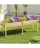Slickblue Outdoor Raised Garden Bed with Divider Panel and Drainage Holes