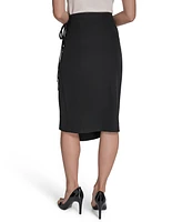 Halston Women's Soft Suiting Faux-Wrap Skirt