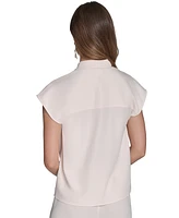 Halston Women's Cap-Sleeve V-Neck Blouse