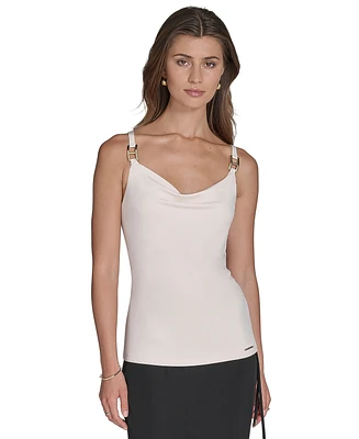Halston Women's Hardware Sleeveless Cowlneck Top