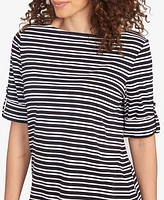 Ruby Rd. Petite Variegated Stripe Knit T Shirt