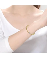 14K Gold Plating with Clear Cubic Zirconia Flower Bloom Bracelet