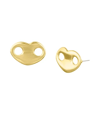 Steve Madden Gold Mariner Heart Stud Earrings