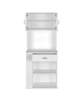 Depot E-shop Victoria Pantry Double Door Cabinet, One Drawer, Two Shelves, Three Side Shelves, White