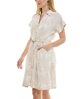 Taylor Women's Short-Sleeve Sash-Tie A-Line Dress