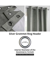 Half Price Drapes Silver Grey Grommet Signature Velvet Blackout Curtain