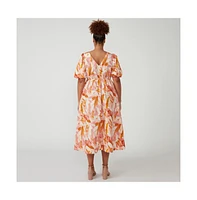Aura Cascade V-Neck Dress