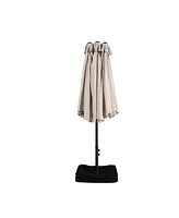 15 Ft Patio Umbrella with Base Included Outdoor Double-sided Extra Large Table Market
