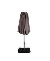 15 Ft Patio Umbrella with Base Included Outdoor Double-sided Extra Large Table Market