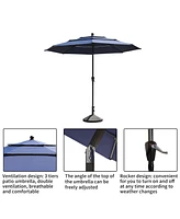 10 Ft Patio Umbrella 3-Tier Outdoor Table Large Pool For Deck, Pool, Garden, Patio-Red
