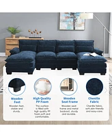 Mondawe 109.8x55.9" Modern U-shaped Sectional Sofa with Waist Pillows,6-seat Upholstered Symmetrical Furniture,Sleeper Couch Chaise Lou