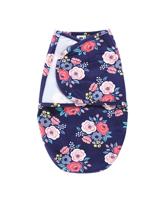 Hudson Baby Baby Girls Hudson Plush Faux Fur Swaddle Wrap, Navy Bold Floral, 0-3 Months