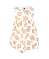 Hudson Baby Girls Cotton Dress and Cardigan Set, Sweet Peach