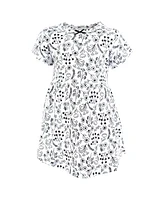 Hudson Baby Girls Cotton Dresses, Black White Flowers