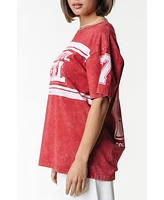 Colourful Rebel Women's Logo Block Acid Wash Loosefit Tee