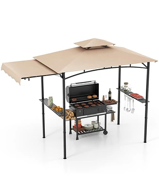 Slickblue Grill Gazebo with Side Awning and Double-Tiered Top for Patio or Backyard