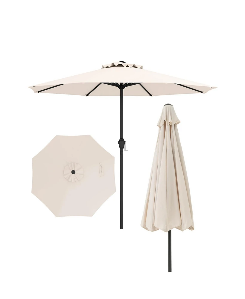 Outdoor Heavy Duty Market Umbrella with Crank Handle and 8 Sturdy Ribs