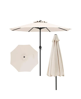 Outdoor Heavy Duty Market Umbrella with Crank Handle and 8 Sturdy Ribs