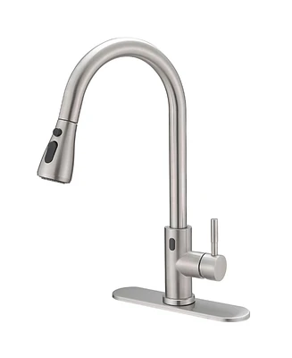 Single-Handle Touch Pull-Down Sprayer Kitchen Faucet with Supply Lines in Brushed Nickel