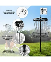 Deluxe 24-Chain Disc Golf Targets Basket, Metal Flying Practice Basket (Black/Blue/Orange/Red)