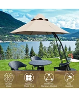 Slickblue Outdoor Cantilever Hanging Umbrella with Base and Wheels