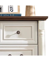 Farmhouse Style Drawer Dresser Bathrooom Cabinet Chest with Base Wooden Rustic Chest of Drawers
