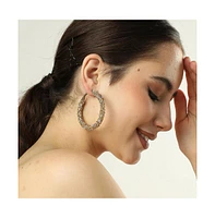 Sohi Women's Frosted Hoop Earrings