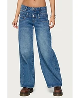 Edikted Women's Abel Layered Look Low Rise Jeans