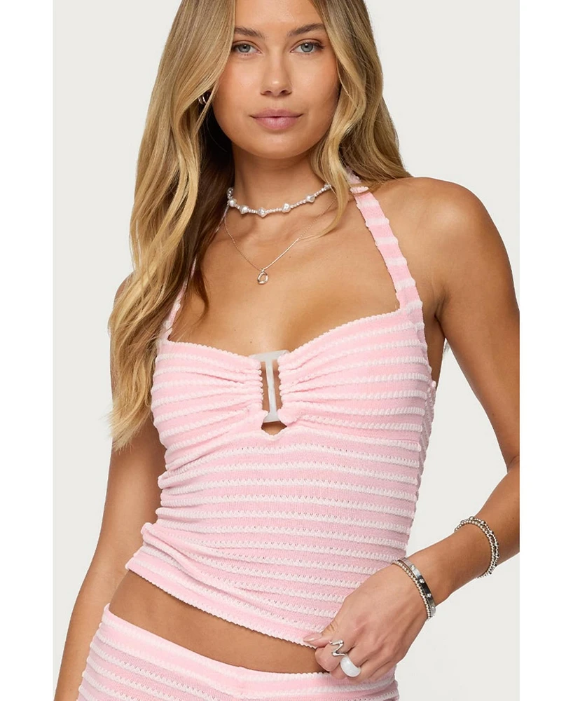 Edikted Women's Lovina Textured Striped Halter Top